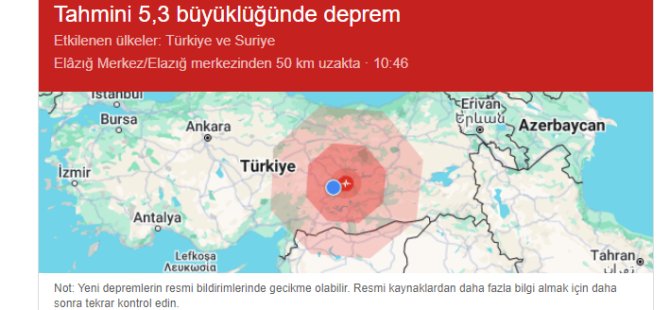 MALATYA'DA DEPREM! KAYSERİ'DE DE HİSSEDİLDİ