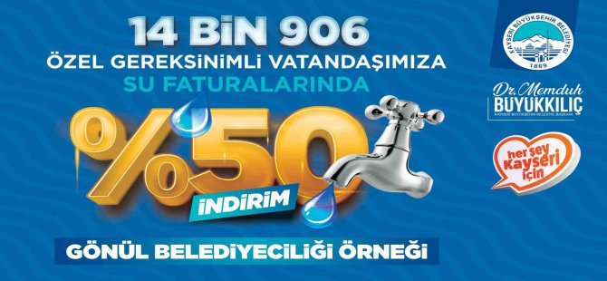 Su faturalarında yüzde 50 indirim uygulandı