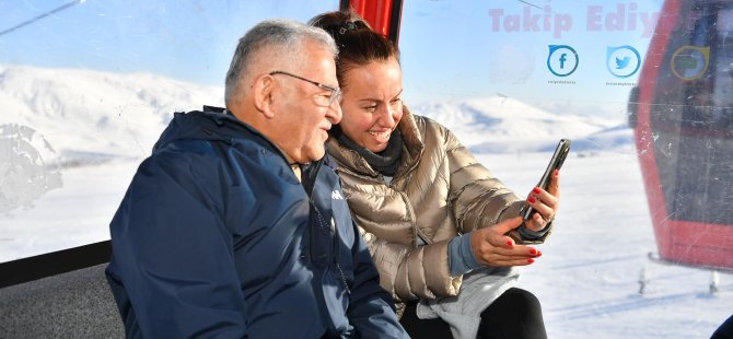 Büyükkılıç ve Prof. Dr. Tarhan'dan, Erciyes Kayak Merkezi'ne Ziyaret