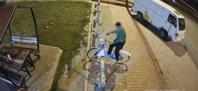 Bisiklet hırsızları önce kameraya sonra polise yakalandı