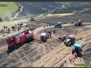 Tomarza Ekinli Mahallesi’nde ekili buğday tarlası yandı